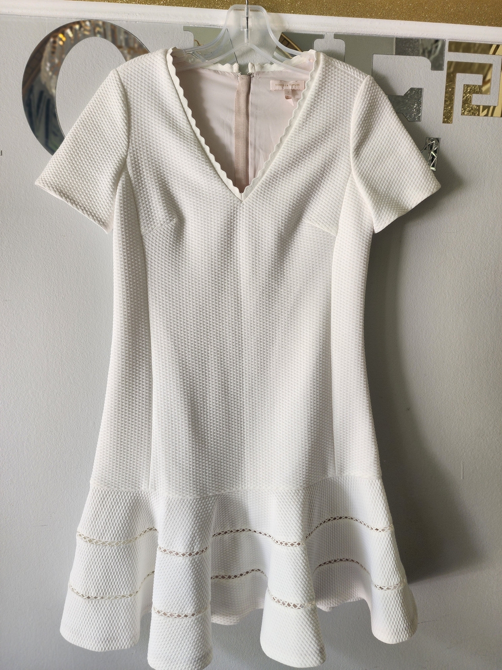 Rebecca Taylor White Textured Fit-and-Flare Mini Dress